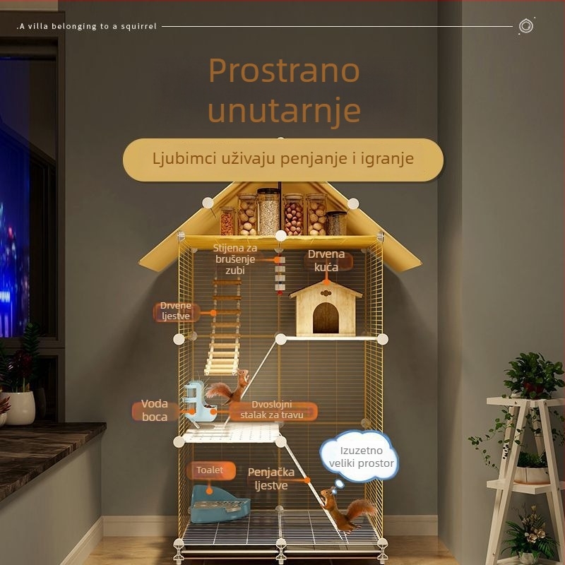 Kavez za činčilu, nehrđajući čelik, 3-eta platforma, model F98S57777S565T