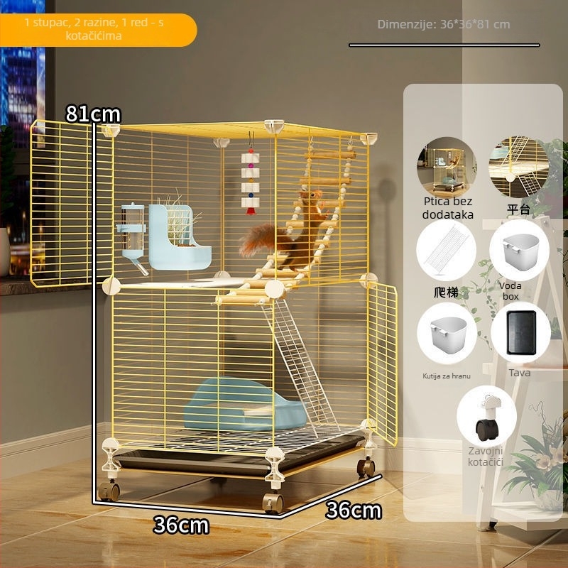 Kavez za činčilu, nehrđajući čelik, 3-eta platforma, model F98S57777S565T