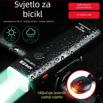 Prednja svjetiljka za bicikl od aluminijske legure, punjiva, jaka svjetlost za planinski bicikl i noćnu vožnju