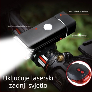 Prednja svjetiljka za bicikl od aluminijske legure, punjiva, jaka svjetlost za planinski bicikl i noćnu vožnju