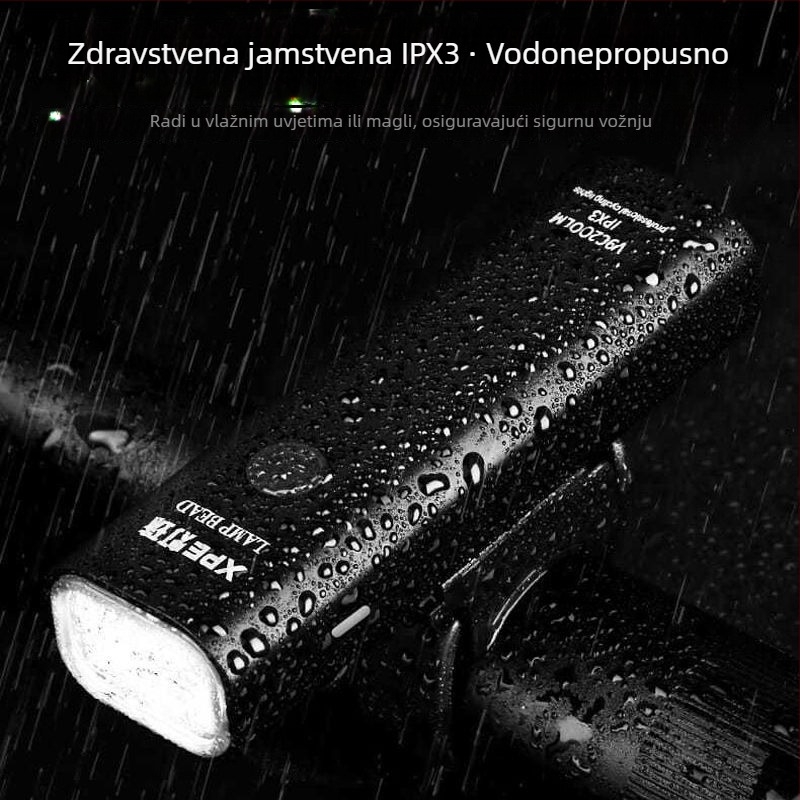 Prednja svjetiljka za bicikl od aluminijske legure, punjiva, jaka svjetlost za planinski bicikl i noćnu vožnju