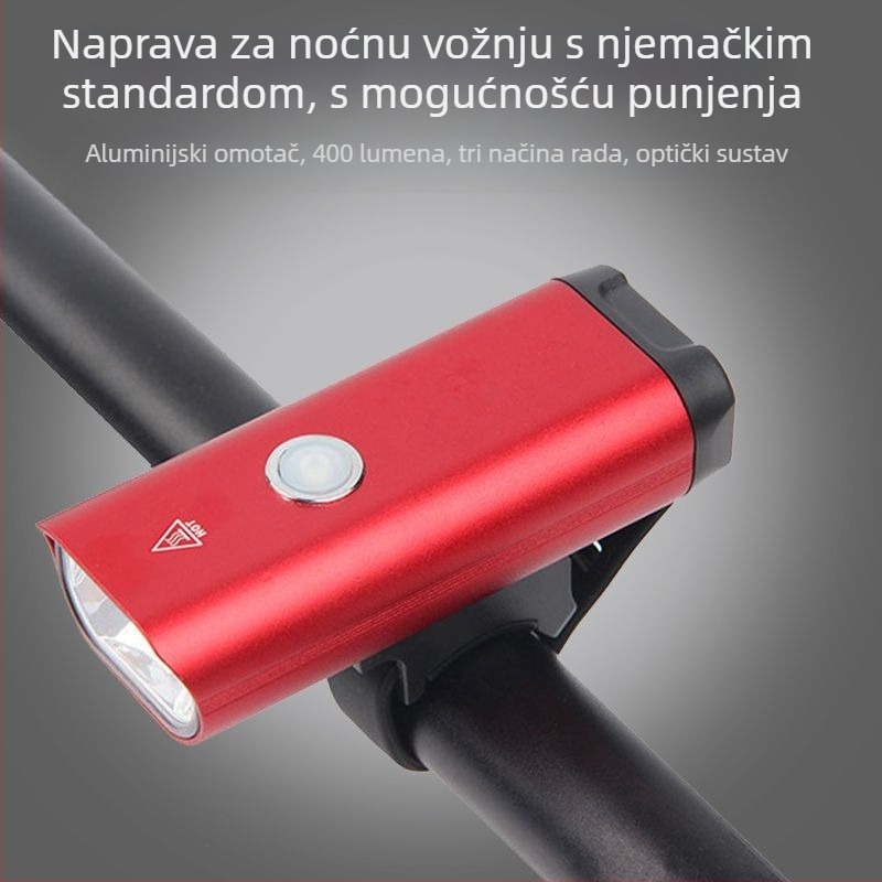 Prednja svjetiljka za bicikl od aluminijske legure, punjiva, jaka svjetlost za planinski bicikl i noćnu vožnju