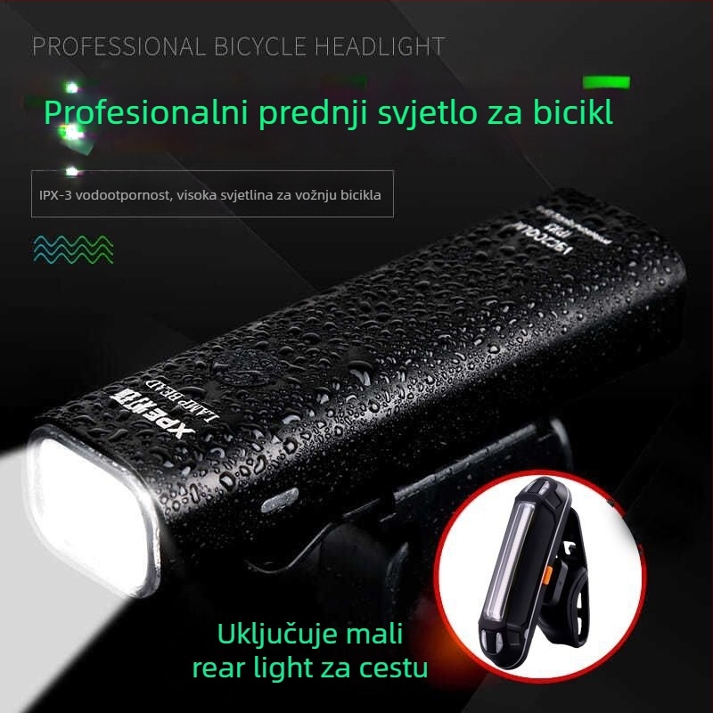 Prednja svjetiljka za bicikl od aluminijske legure, punjiva, jaka svjetlost za planinski bicikl i noćnu vožnju