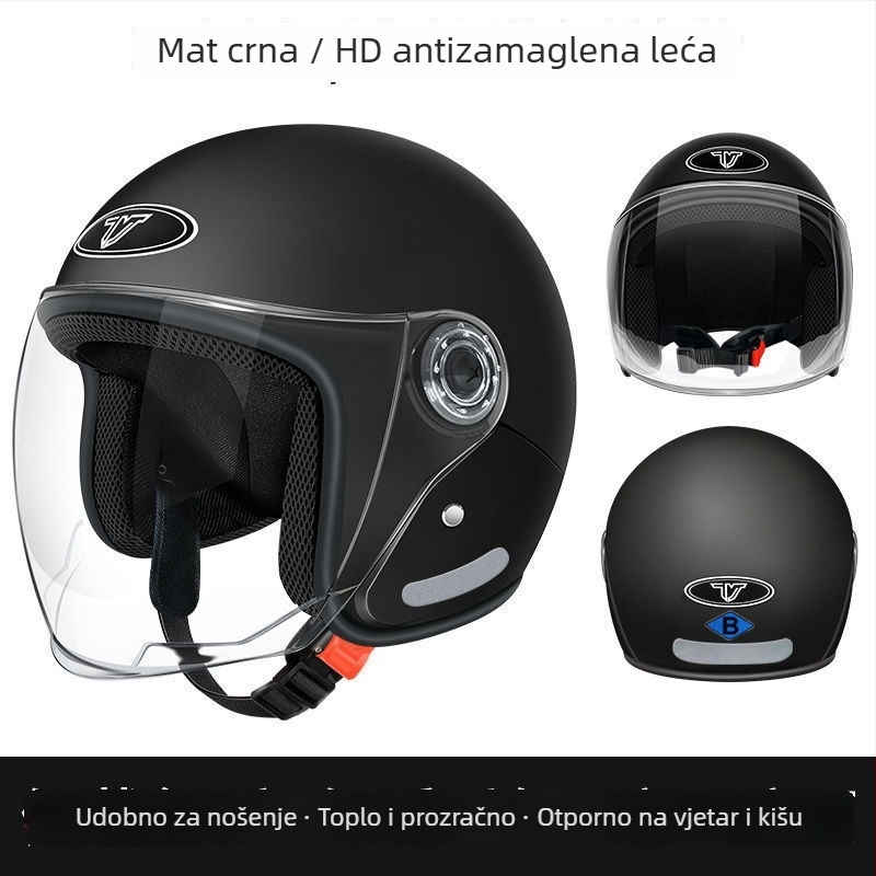 Električna kaciga za motor – polukaciga, univerzalno pristajanje, ljetna upotreba, TCO99 certifikat, mogućnost prilagodbe