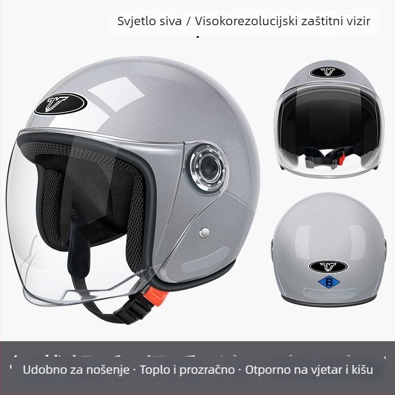 Električna kaciga za motor – polukaciga, univerzalno pristajanje, ljetna upotreba, TCO99 certifikat, mogućnost prilagodbe