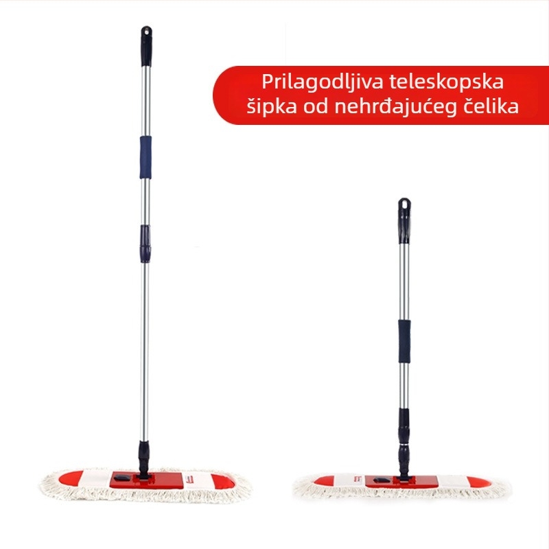 Isida plošna mop s glavom od pamučnih vlakana, tkaninski tip prašine, šipka od nehrđajućeg čelika