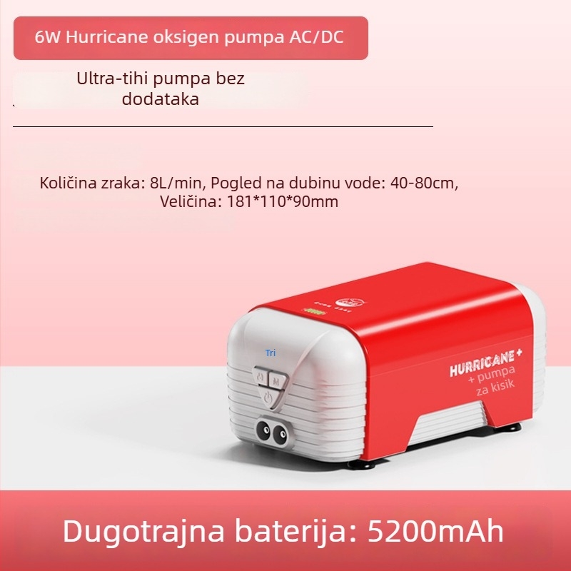Old Fisherman pumpa za kisik u akvariju – izuzetno tiha, AC/DC dvostruka napajanja, punjiva, Težina 1.0 kg / 2.5 kg