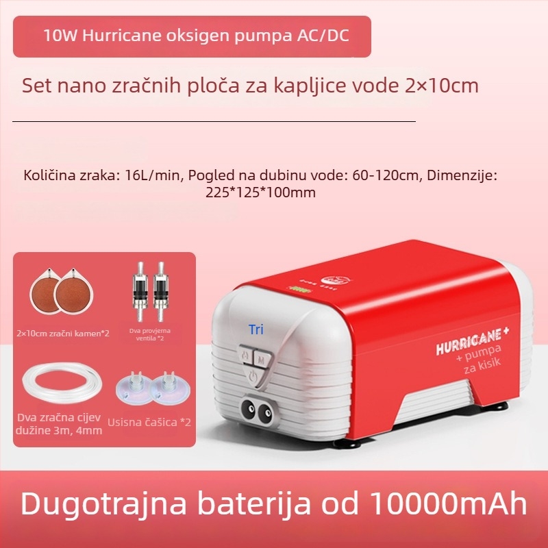 Old Fisherman pumpa za kisik u akvariju – izuzetno tiha, AC/DC dvostruka napajanja, punjiva, Težina 1.0 kg / 2.5 kg