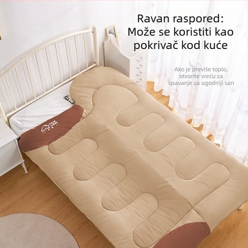 Spavaća vreća za odrasle – kampiranje na otvorenom zimi, debela i topla, dvostruko namijenjeno za ured, konstrukcija u stilu omotača, 1 kg, punilo pamuk, podstava čisti pamuk, tkanina poliester