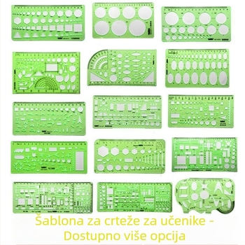 Šablonsko ravnalo za crtanje – šablone za krugove i elipse, dvostruka skala, plastika, model 4309