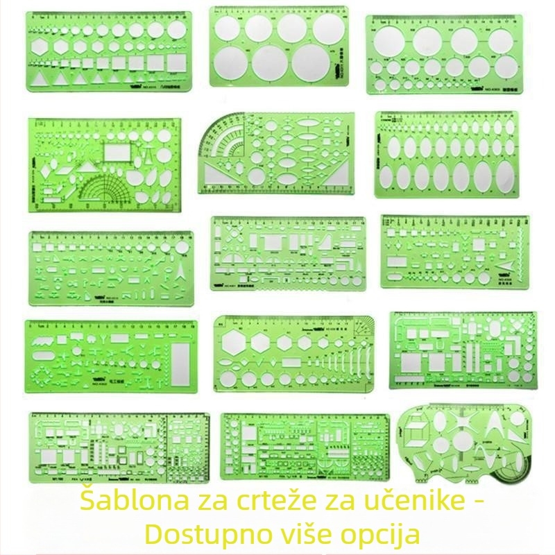 Šablonsko ravnalo za crtanje – šablone za krugove i elipse, dvostruka skala, plastika, model 4309