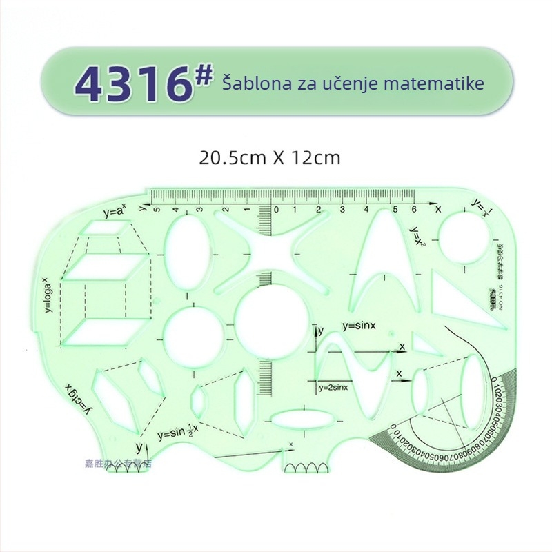 Šablonsko ravnalo za crtanje – šablone za krugove i elipse, dvostruka skala, plastika, model 4309