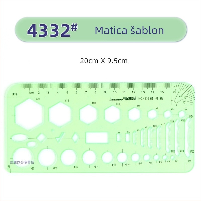 Šablonsko ravnalo za crtanje – šablone za krugove i elipse, dvostruka skala, plastika, model 4309