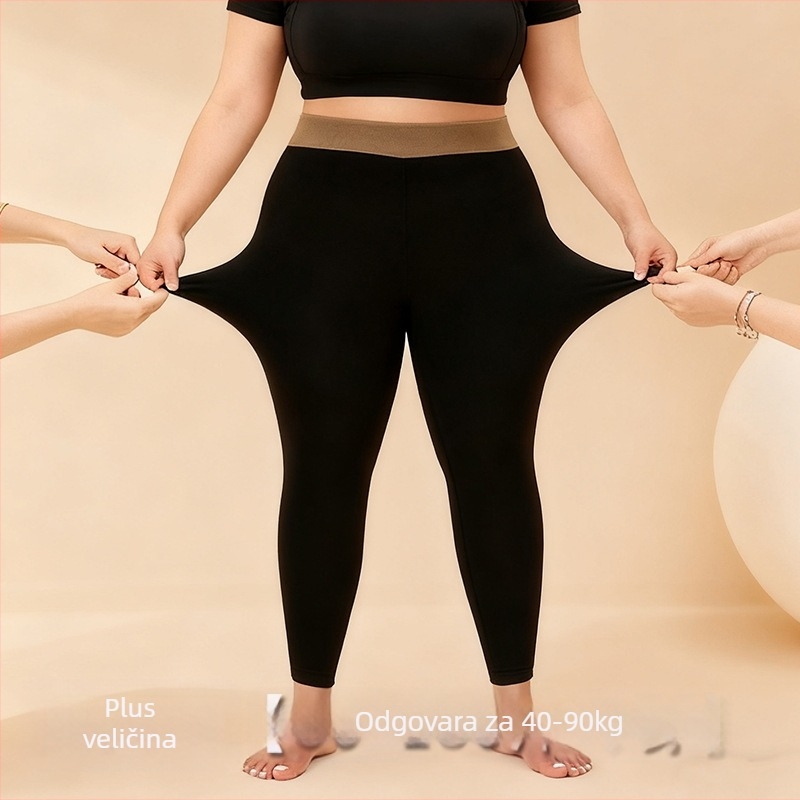 Sve-u-jednom termo leggings s fleece podstavom, debele, pamuk-elastan smjesa, visoka elastičnost, duljina 9/10