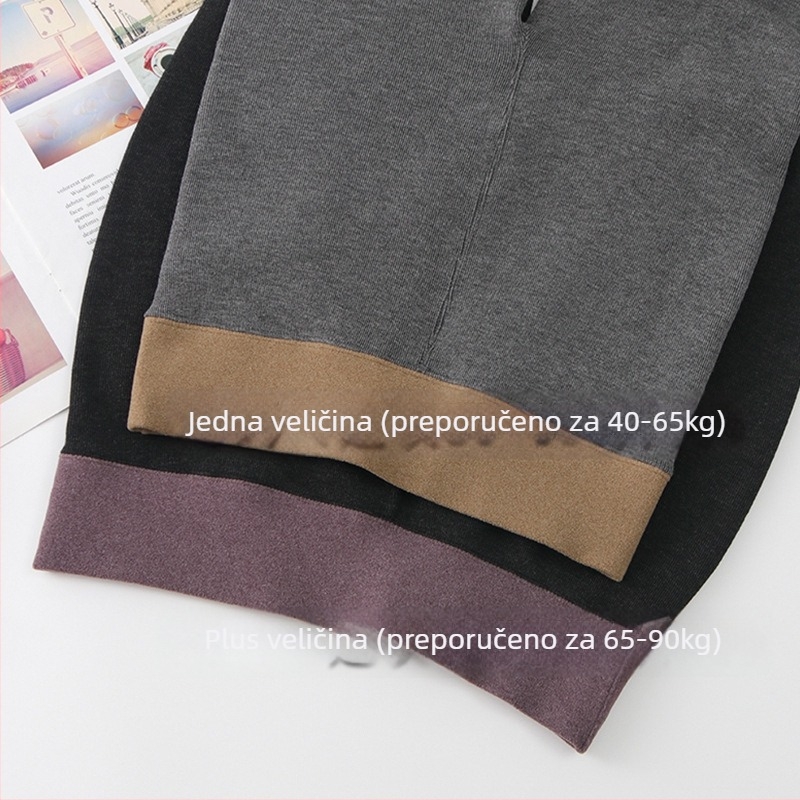 Sve-u-jednom termo leggings s fleece podstavom, debele, pamuk-elastan smjesa, visoka elastičnost, duljina 9/10
