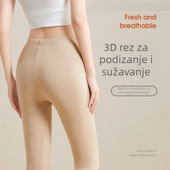 Ženske tople hlače s flis podstavom, visokim strukom, dvostrukom konstrukcijom, udio poliestera 30–50%, gustoća tkanine 181–200 g/m2