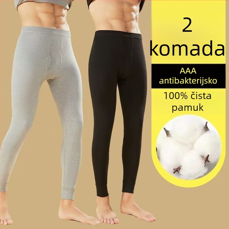 Muške termalne hlače od 100% pamuka, dvostruki sloj, bez šavova, ekstra debeli, zadržavaju toplinu