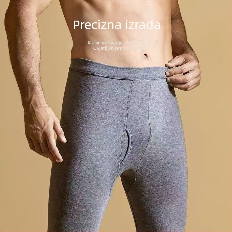 Muške termalne hlače od 100% pamuka, dvostruki sloj, bez šavova, ekstra debeli, zadržavaju toplinu