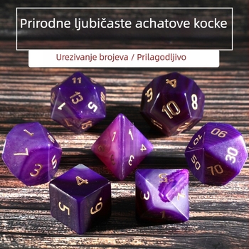 Set kockica za stolne igre – prirodni kristalni dragulji, dvadesetostrane kocke, dizajn s pravim kutem, dostupna prilagodba obrade, namijenjeno za stolne igre i igre s kartama