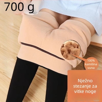Leggings s kamel-down podstavom, visoki struk, debeli zimski termalni hlače, all-in-one vanjska odjeća