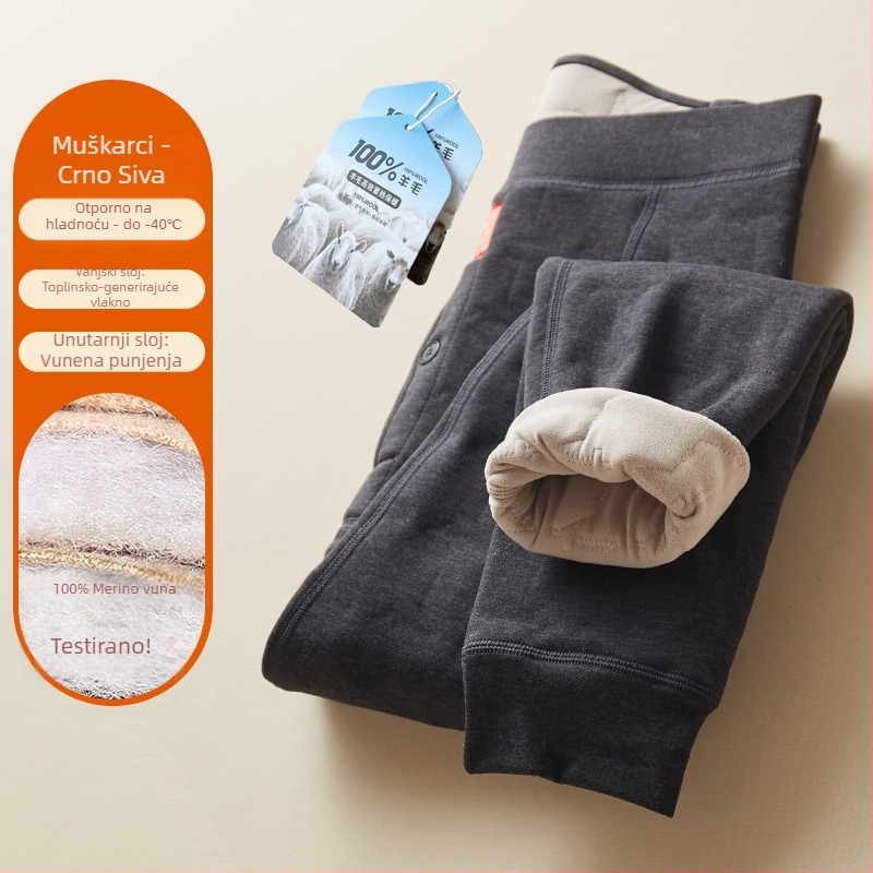 Unisex vunene hlače s fleece podstavom za zimu, trostruka izolacija, izuzetno debele 501–600 g/m²