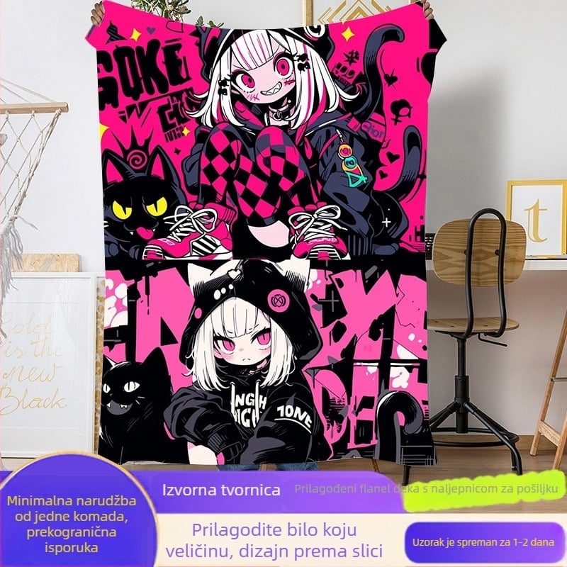 Flanelna deka, poliester, 310 g/m², uzorak: animirani motiv, europsko-američki stil, prilagodljiva