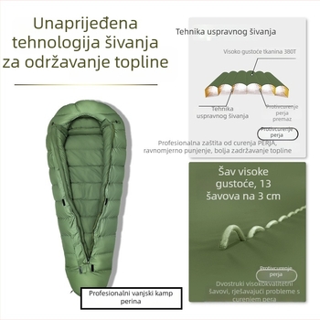 Spavaća vreća s perjem za odrasle - punilo od guščjeg perja, Ripstop najlon, oblik omotnice, -30°C