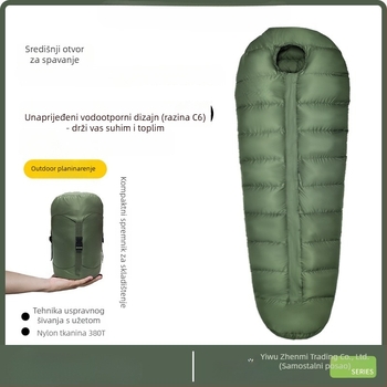 Spavaća vreća s perjem za odrasle - punilo od guščjeg perja, Ripstop najlon, oblik omotnice, -30°C