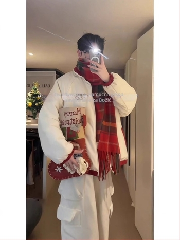 Muška dvostrano puffer jakna, koreanskog stila kardigan sa zatvaračem, uže u struku, zimska jakna s bočnim džepovima