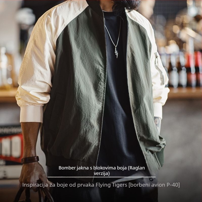 MA1 bomber jakna s raglan rukavima, zatvarač sprijeda, najlon vanjska tkanina i podstava, za muškarce