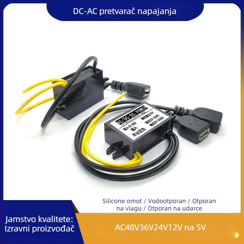 RTRURE Vodootporan AC-DC pretvarač za nadzor, ulaz AC 12/24/36/48V, izlaz DC 5V, regulirani modul za smanjenje napona