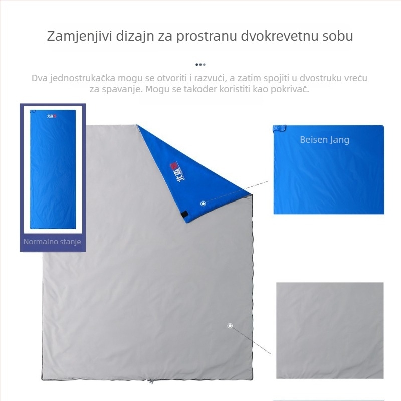 Spavaći vreća za odrasle, ljeto, lagan i kompaktn, za kampiranje na otvorenom i putovanja, stil omotnice, dvostruka namjena