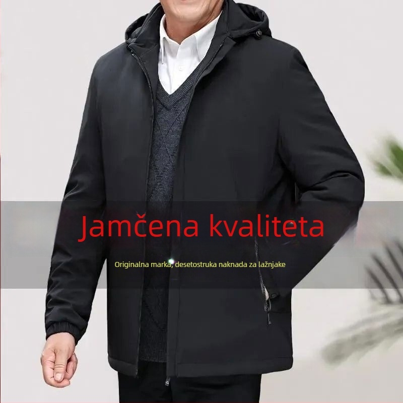 Muški zimski kaput s kapuljom, punjenje od pamuka, labav kroj, jednostruko kopčanje, lagani poslovni stil