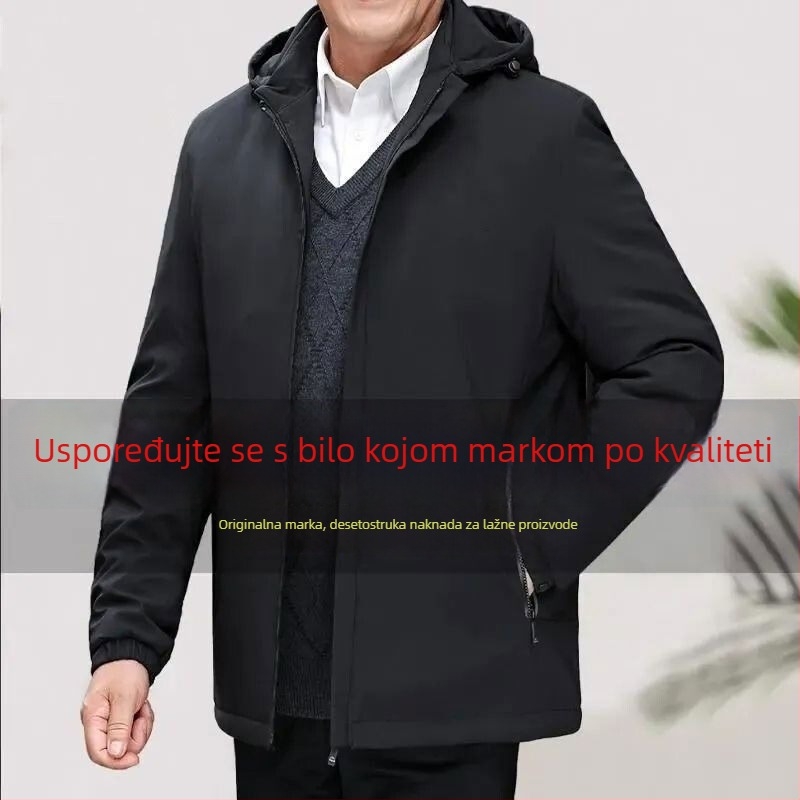 Muški zimski kaput s kapuljom, punjenje od pamuka, labav kroj, jednostruko kopčanje, lagani poslovni stil