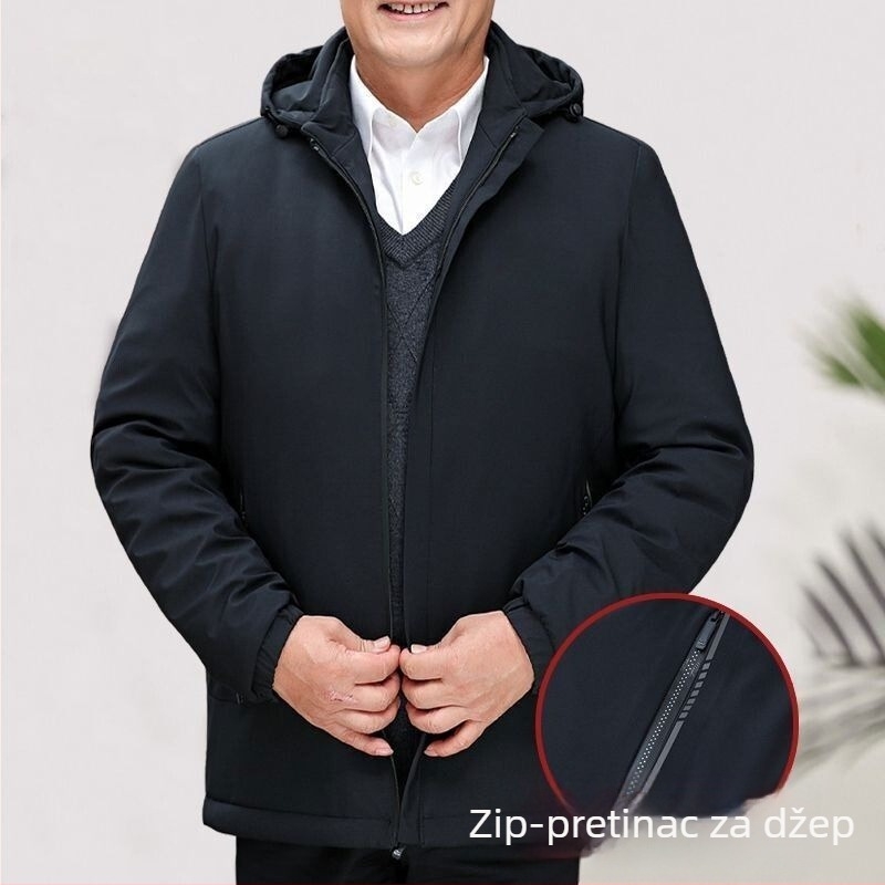 Muški zimski kaput s kapuljom, punjenje od pamuka, labav kroj, jednostruko kopčanje, lagani poslovni stil