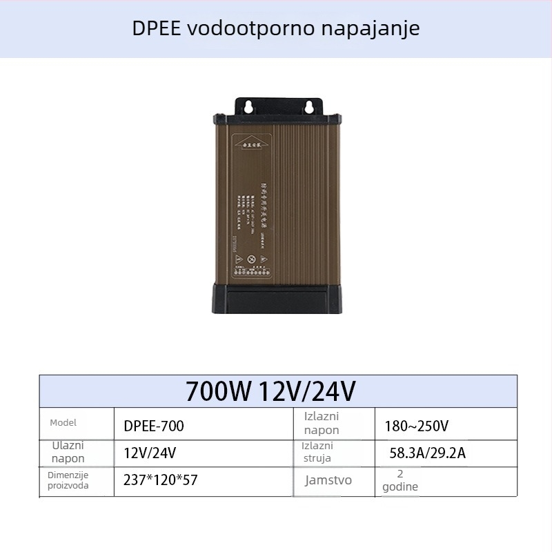 LED napajanje za vanjsku reklamu, vodootporan, s preklopnim napajanjem, 60-700 W, IP44, učinkovitost 86%