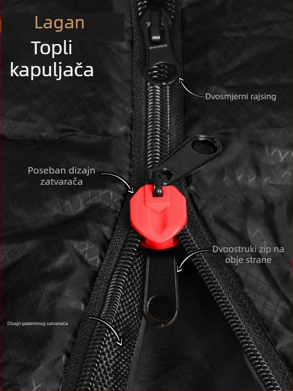 Spavaći vreć za odrasle, stil omotnice - punilo: šuplja pamuk; podstava: brušena tkanina; tkanina: 210T poliester vodootporan kalendirani reljef romba; stil: omotnica; težina: 1.25–1.95 kg