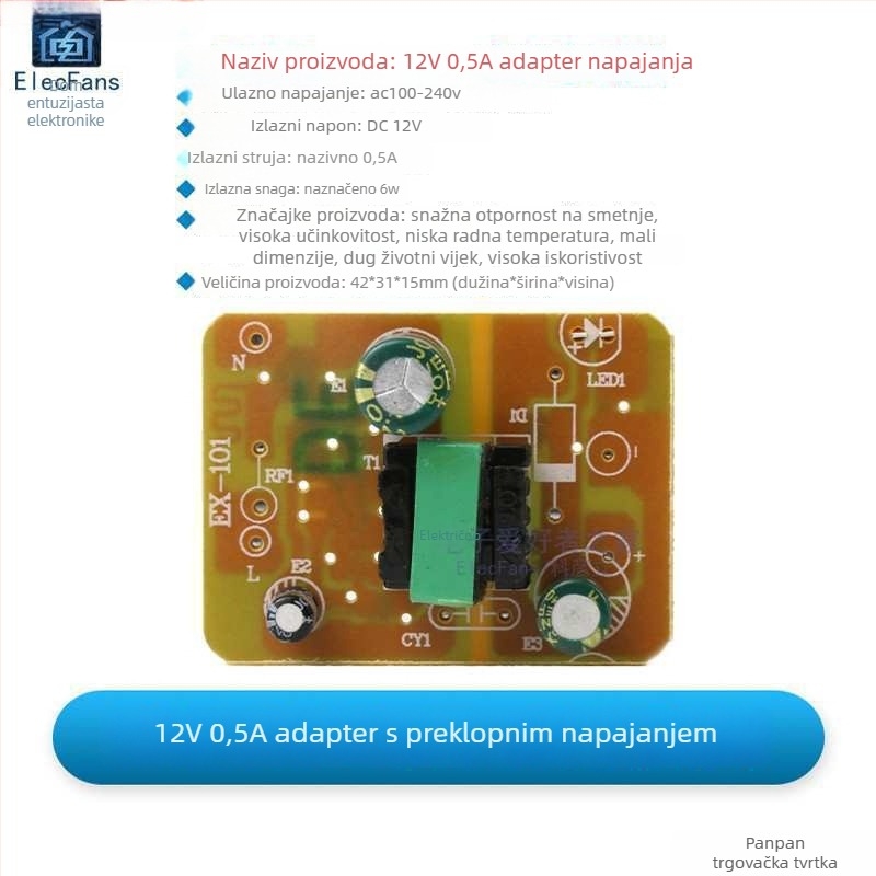 Ploča napajanja s prekidačem — ulaz AC 220V, izlaz DC, opcije napona 5V/6V/9V/12V/24V