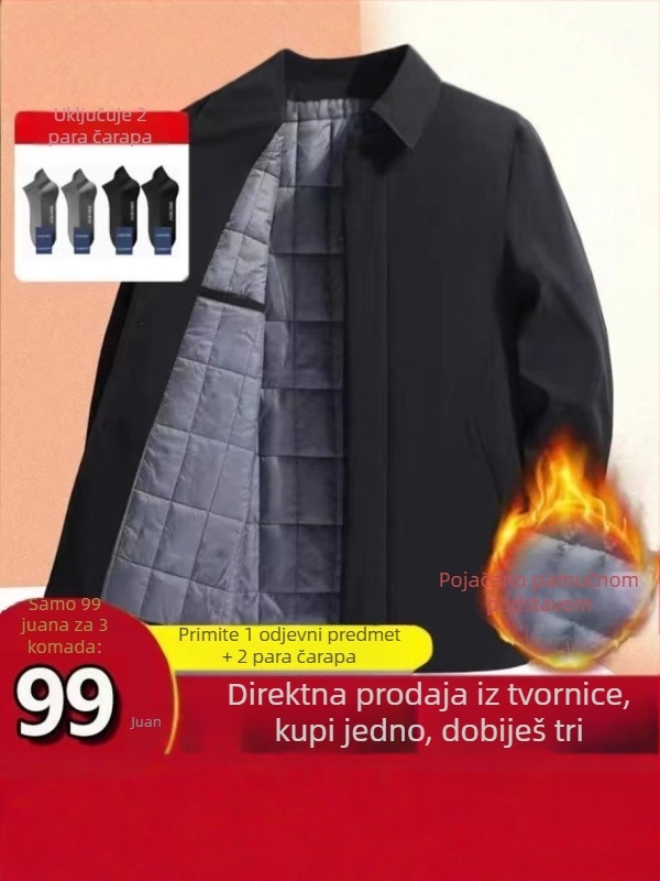 Muška jakna s poliester punjenjem – glavni materijal: poliester s LYCRA, rever, prednji zatvarač, zimski