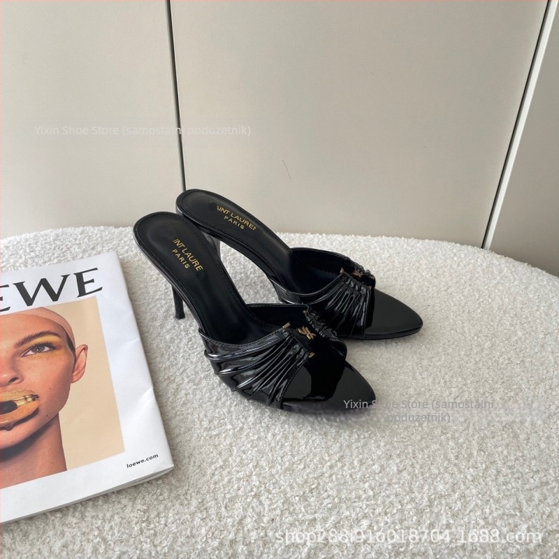 Visoke potpetice sandale, oštar vrh, PU gornji dio, PU unutrašnjost, gumeni đon, proljeće 2025, Poplar Forest