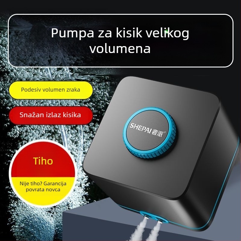 Pumpa za oksigen s promjenjivom frekvencijom, izuzetno tiha, kompaktni kućni model, visok protok zraka za akvarij