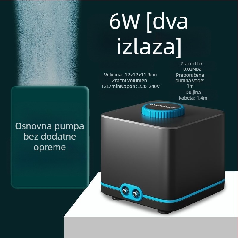 Pumpa za oksigen s promjenjivom frekvencijom, izuzetno tiha, kompaktni kućni model, visok protok zraka za akvarij