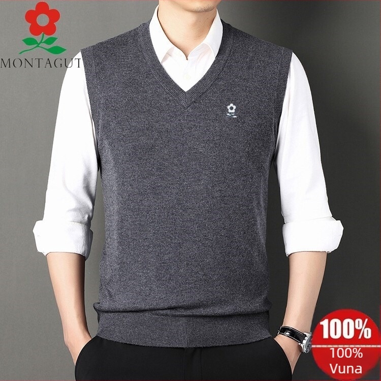 Muški pleteni prsluk s V-izrezom, Corduroy s lanenom osnovom, jesen 2025