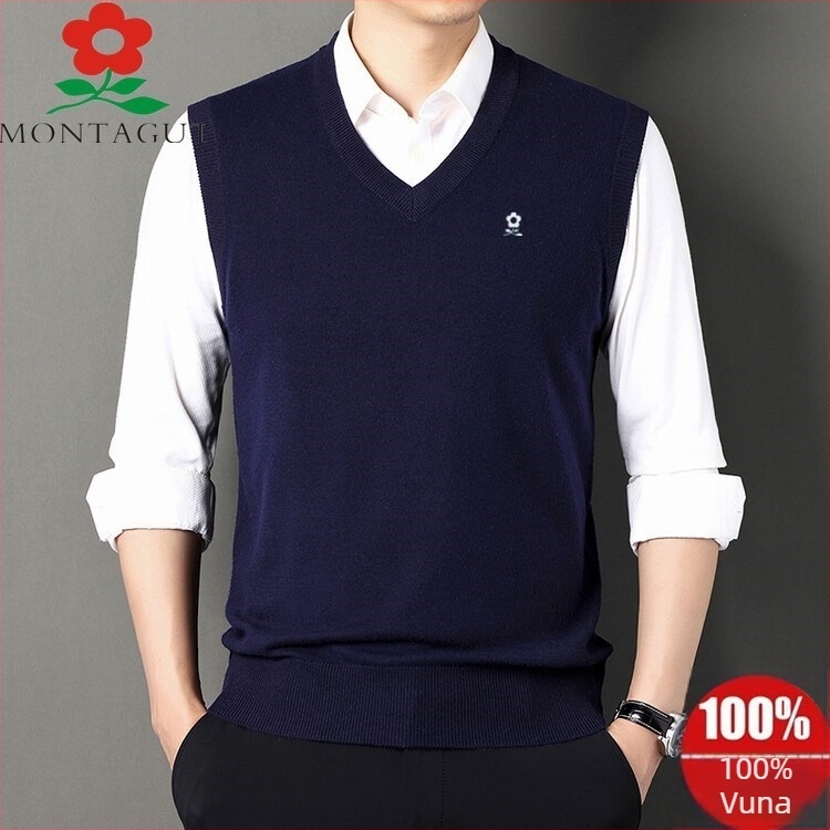 Muški pleteni prsluk s V-izrezom, Corduroy s lanenom osnovom, jesen 2025