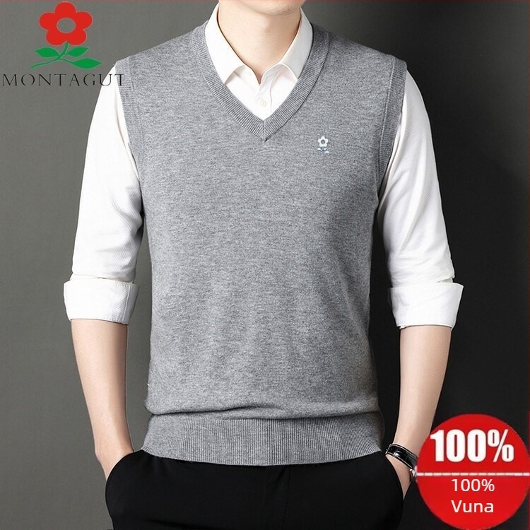 Muški pleteni prsluk s V-izrezom, Corduroy s lanenom osnovom, jesen 2025