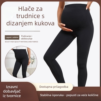 Trudničke joga hlače s visokim strukom za podizanje bokova, uski kroj, najlon 70-80%, srednja gustoća, jesen 2024