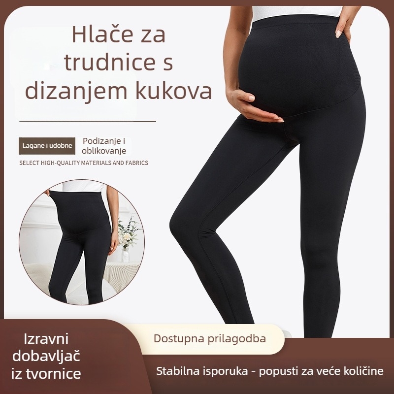 Trudničke joga hlače s visokim strukom za podizanje bokova, uski kroj, najlon 70-80%, srednja gustoća, jesen 2024