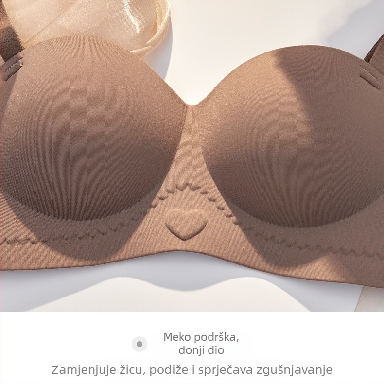 Sutien bez naramenica, bez šavova, 3/4 košarica, odvojive dvostruke naramenice, stražnje zatvaranje s tri reda kopči, najlon materijal