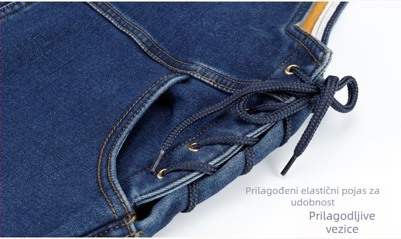 Trudničke traperice s trakama za podršku trbuha, flis podstava, zimska debljina, dugačke, 80% pamuk