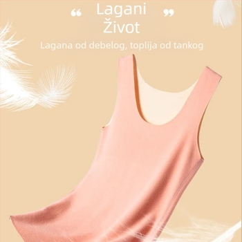 Ženska dvostrano velur topli prsluk, bez rukava, bez šavova, kružni izrez, debeli poliester materijal